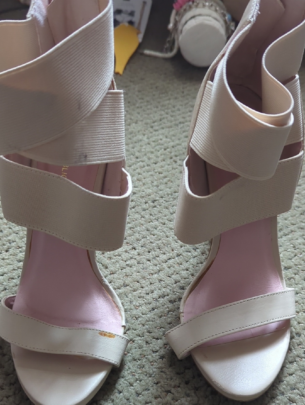 Republic Blush Beige Elastic Strappy High Heels